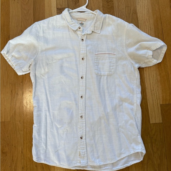 Marine Layer Men's  Stretch Selvage Short Sleeve Shirt White Button Up Marge - Picture 6 of 13